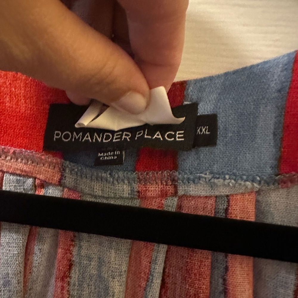 Pomander Place Vibrant Red and Blue Striped Dress XXL Tuckernuck EUC